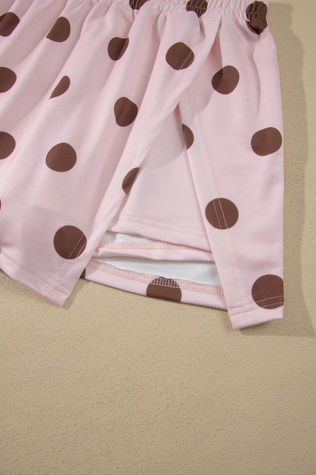 Pink Polka Dot Two Piece Set Long Sleeve Casual Skirt Set