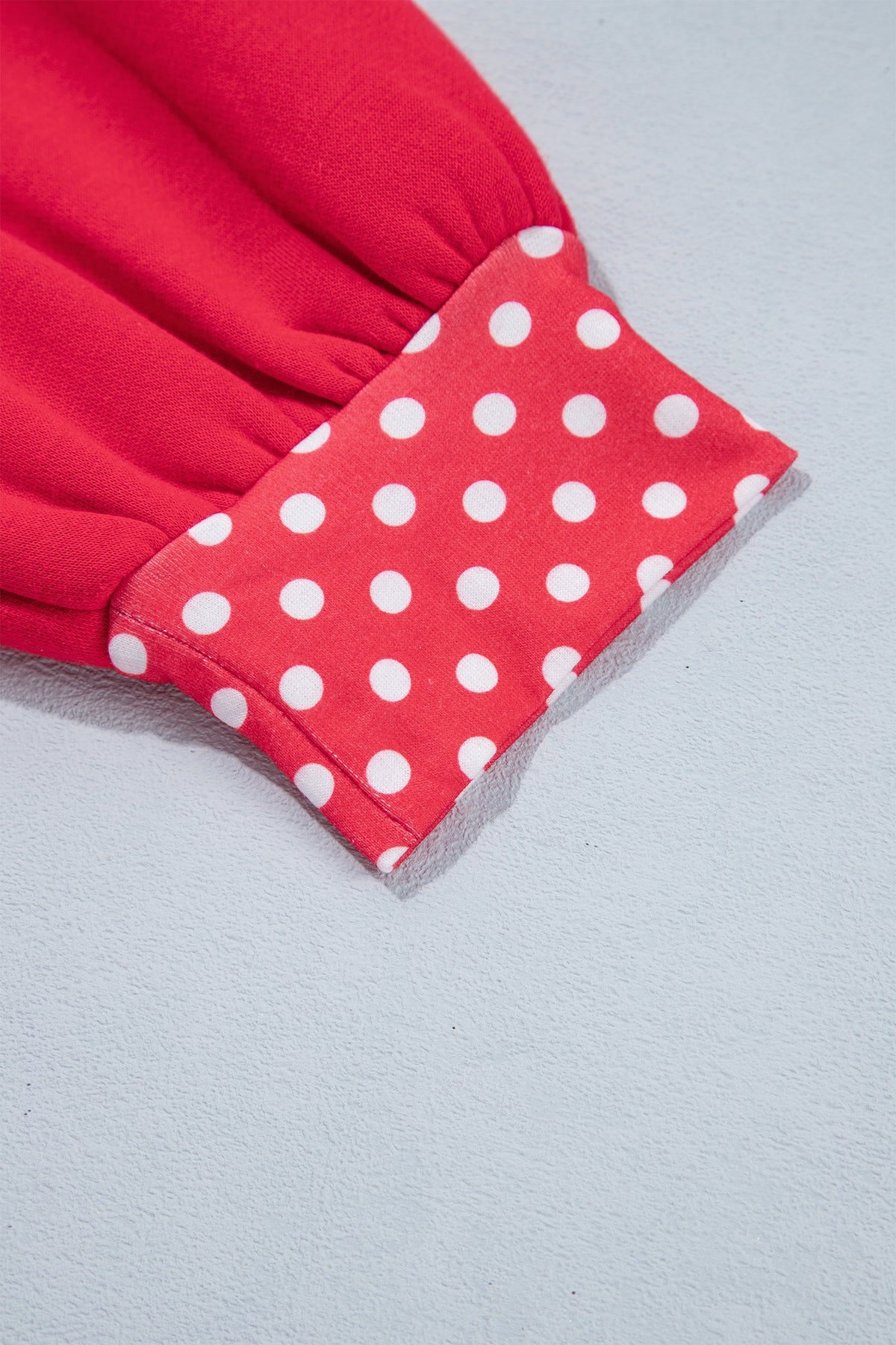Red Colorblock Polka Dot Contrast Trim Oversized Sweatshirt