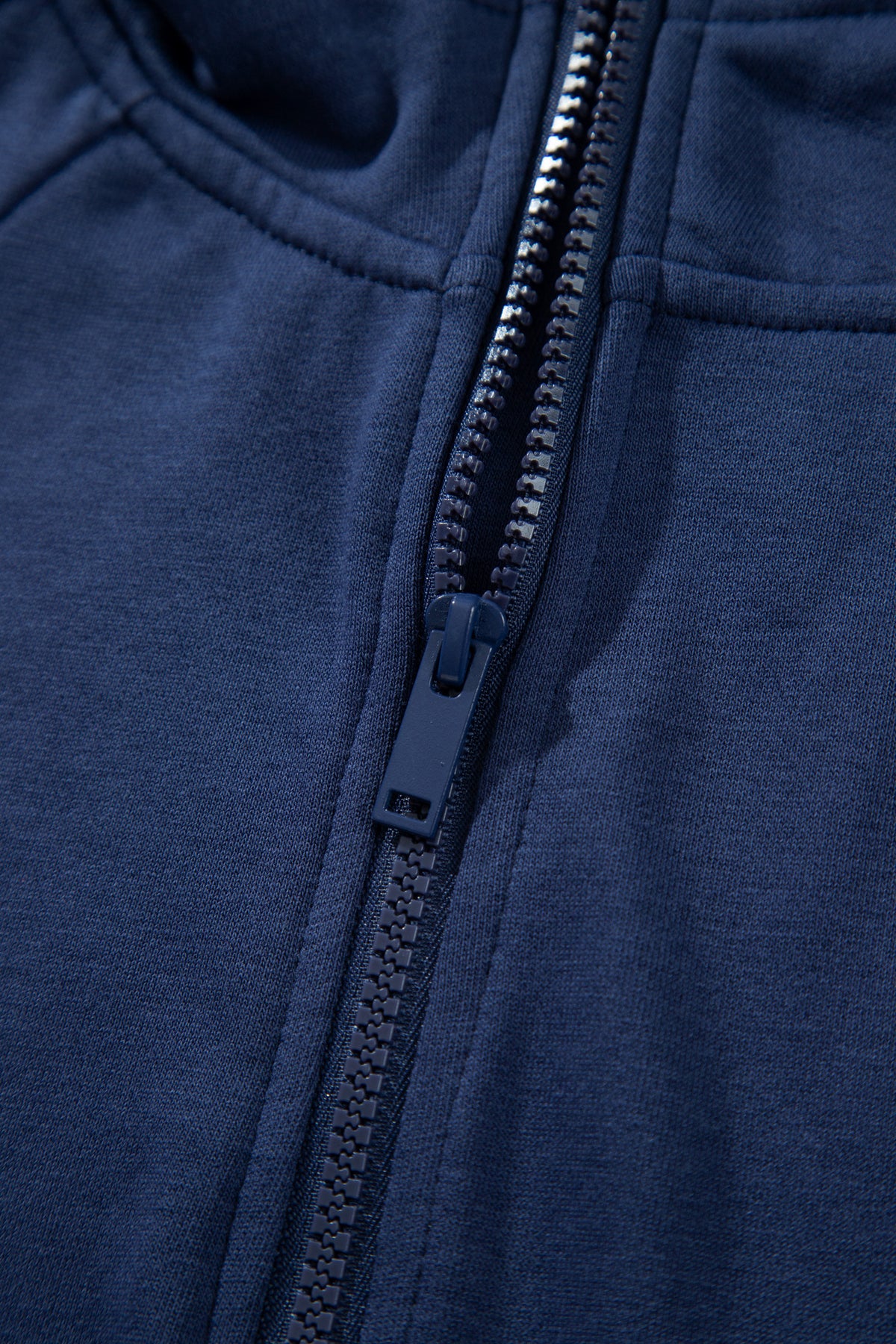 Navy Blue Long Sleeve Zip-Up Top Elastic Waist Skort Set