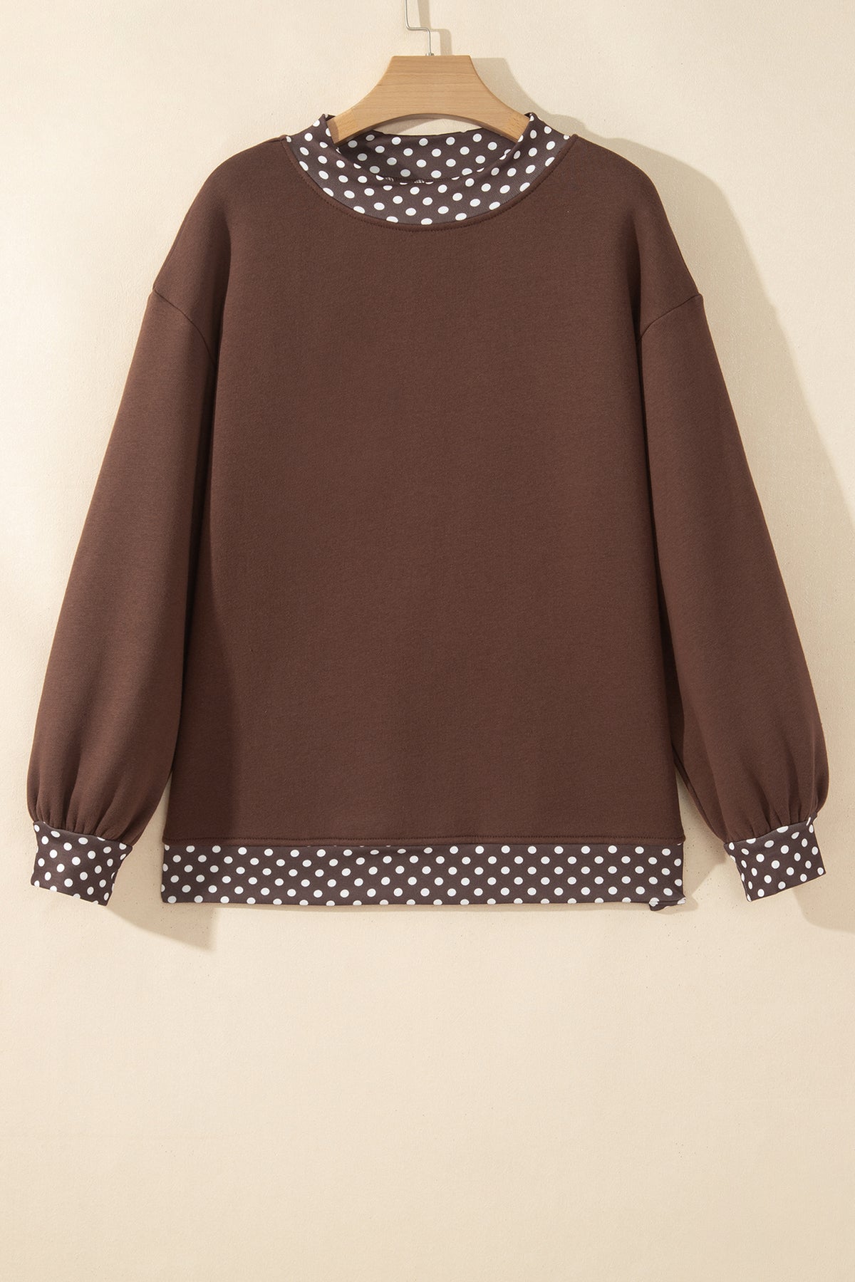 Red Colorblock Polka Dot Contrast Trim Oversized Sweatshirt