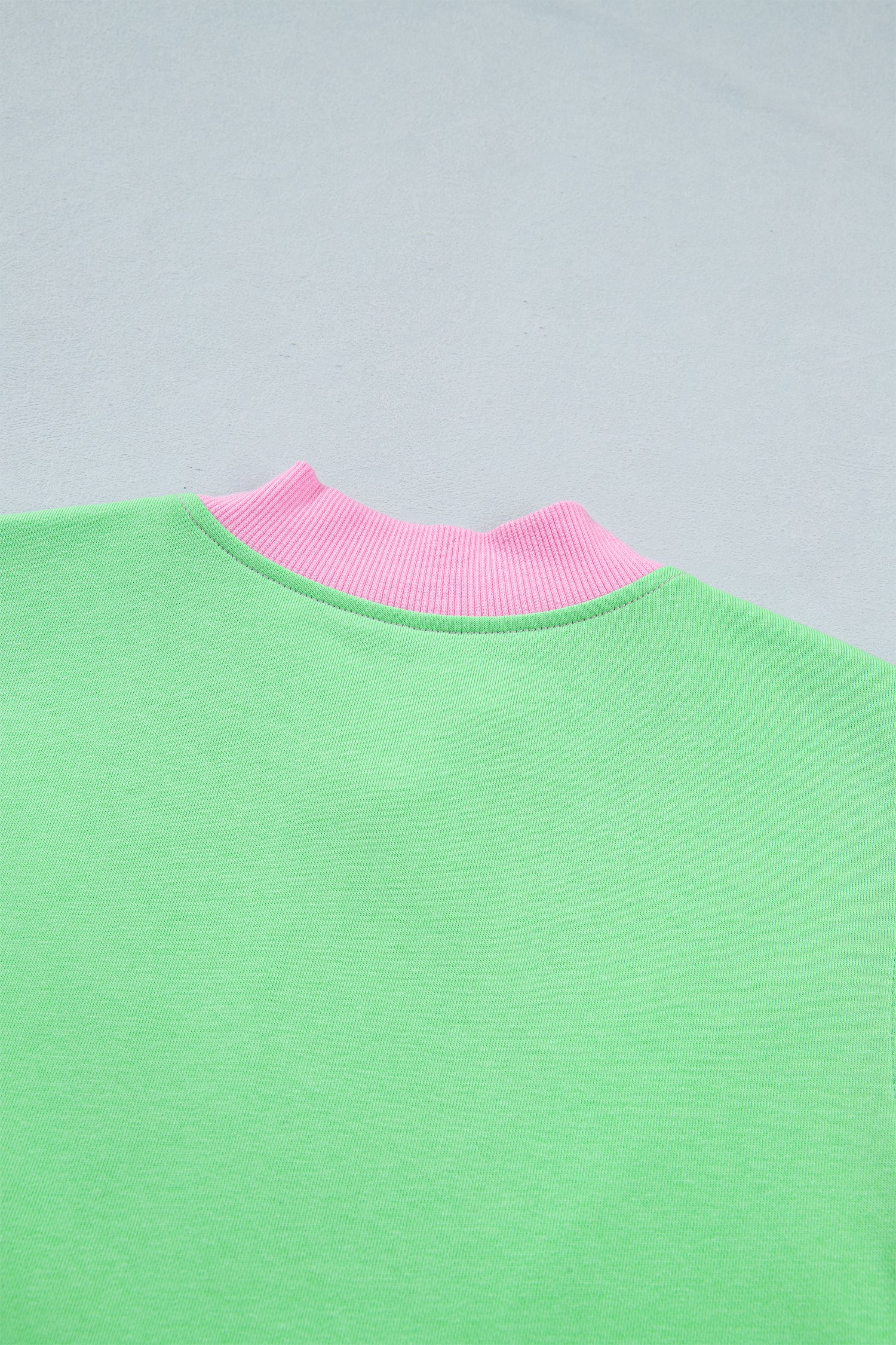 Green Color Block Accent Half Zip Top Athleisure Shorts Set
