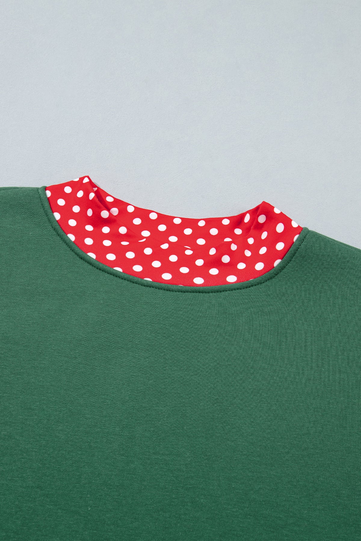 Red Colorblock Polka Dot Contrast Trim Oversized Sweatshirt