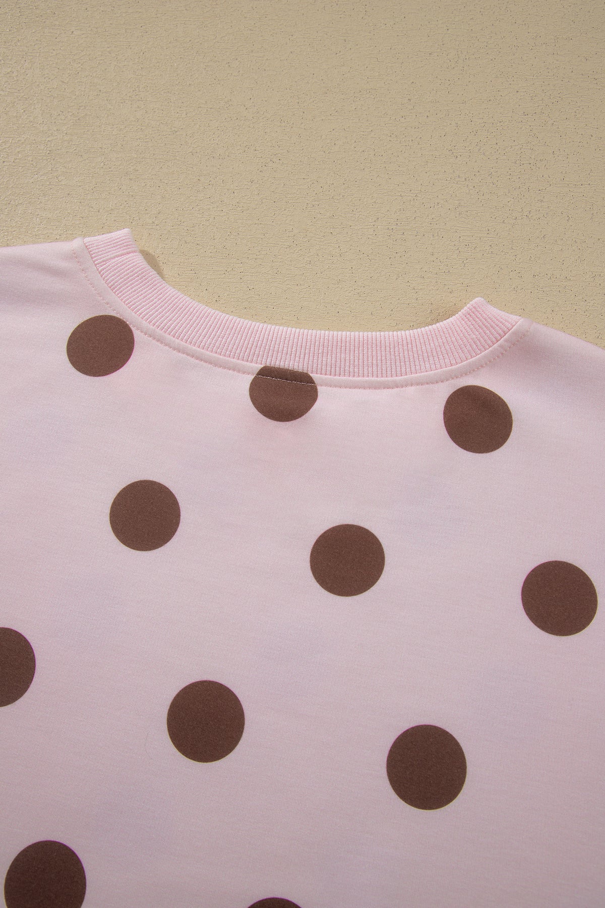 Pink Polka Dot Two Piece Set Long Sleeve Casual Skirt Set