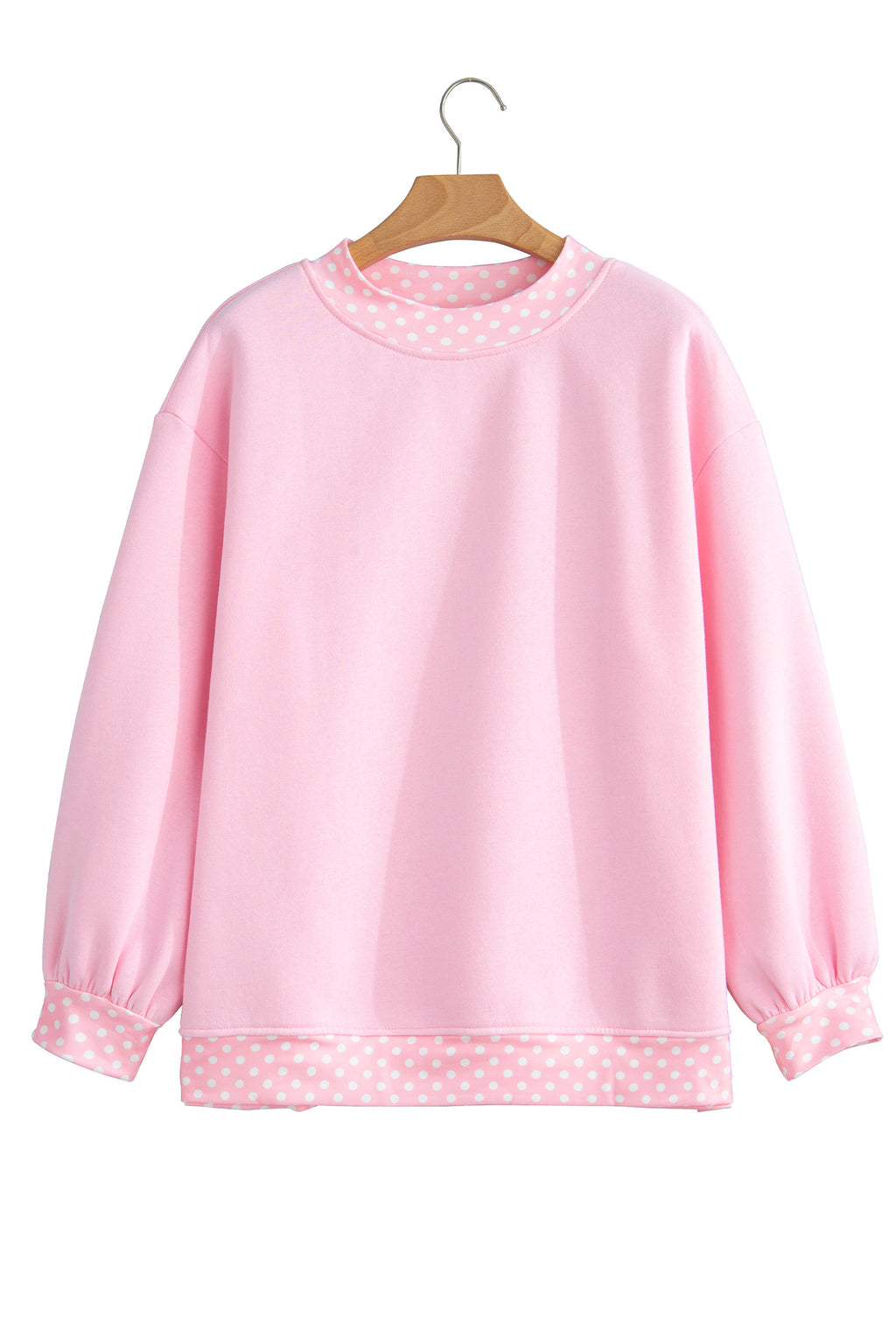 Red Colorblock Polka Dot Contrast Trim Oversized Sweatshirt