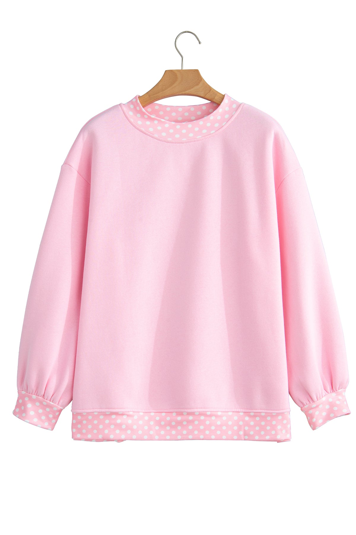Red Colorblock Polka Dot Contrast Trim Oversized Sweatshirt