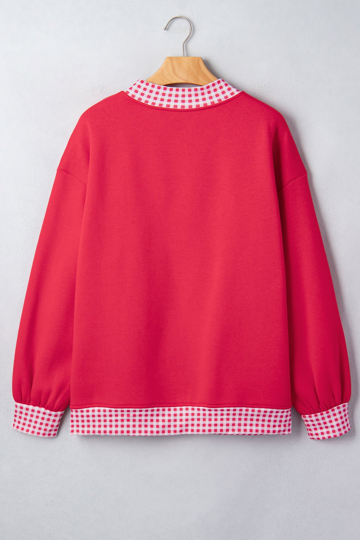 Red Colorblock Polka Dot Contrast Trim Oversized Sweatshirt