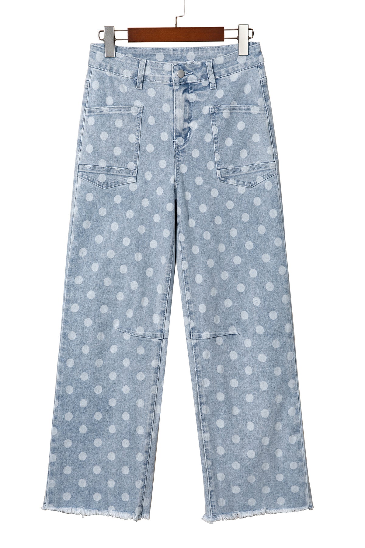 Sky Blue Polka Dot Casual Slim Fit Jeans