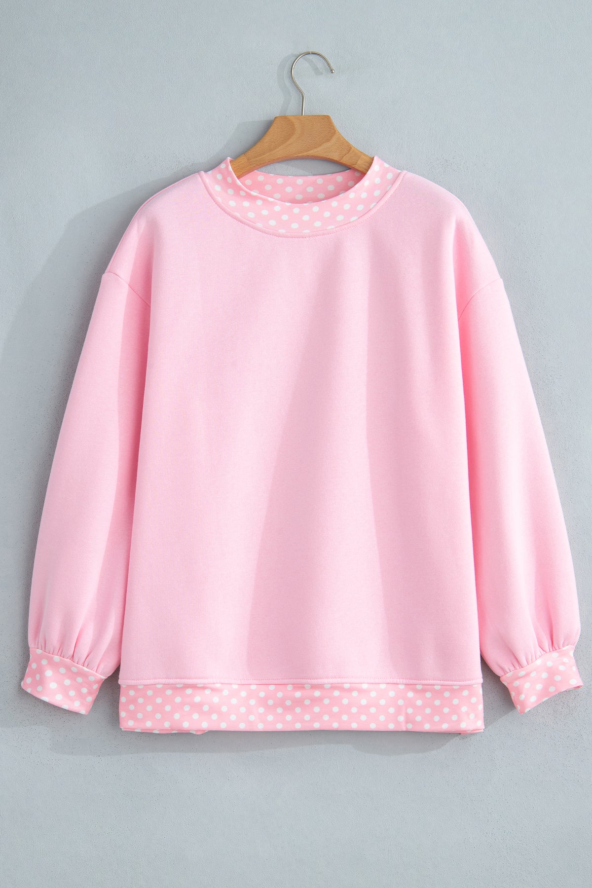 Red Colorblock Polka Dot Contrast Trim Oversized Sweatshirt
