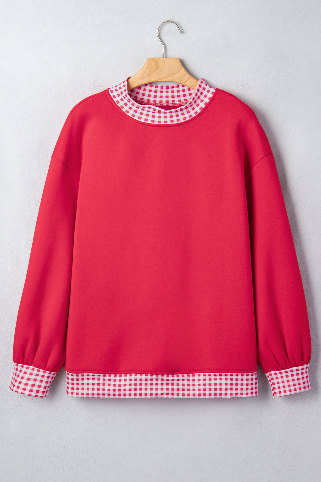 Red Colorblock Polka Dot Contrast Trim Oversized Sweatshirt