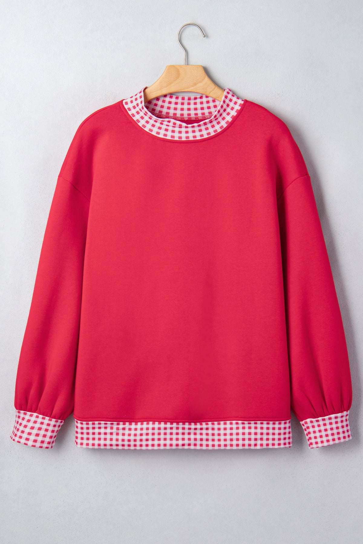 Red Colorblock Polka Dot Contrast Trim Oversized Sweatshirt