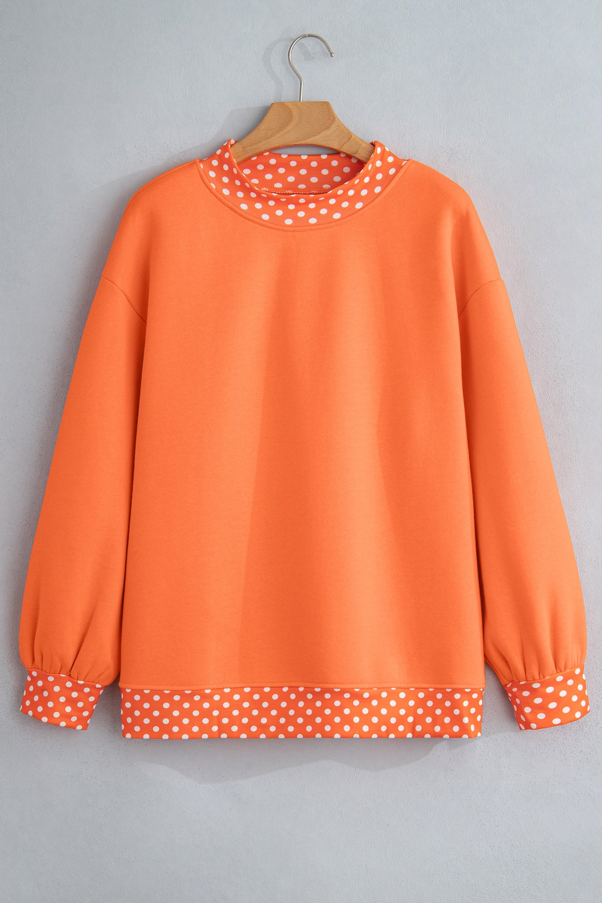 Red Colorblock Polka Dot Contrast Trim Oversized Sweatshirt